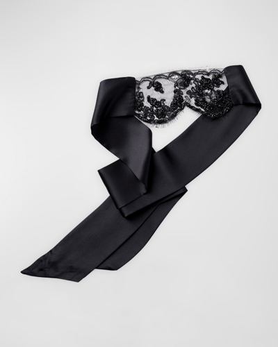 Shop Kiki De Montparnasse Beaded Lace Blindfold In Black