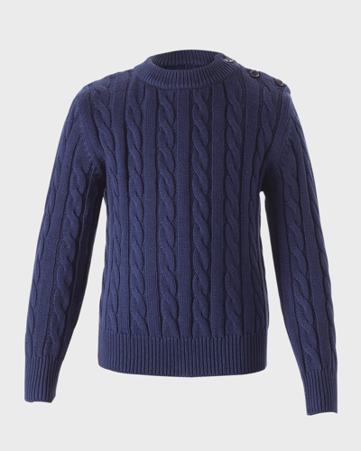 Rachel Riley Boy's Cable Knit Sweater In Navy
