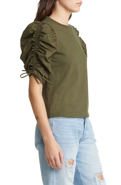 Shop Frame Ruched Sleeve T-shirt In Fatigue