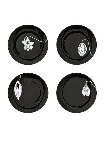 Shop Anissa Kermiche Forniplates Dinner Plates Set Of Four In White & Black