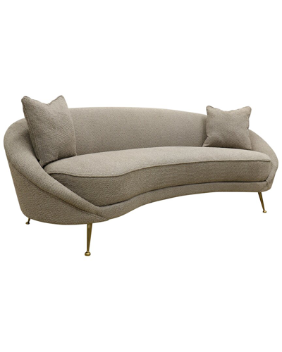 Shop Pasargad Home Luna Collection Textured Fabric Curved Sofa In Mocha