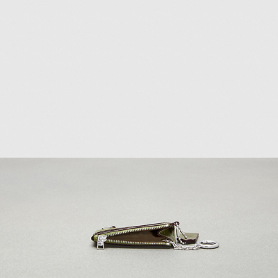 Coach Wavy Zip Card Case With Keyring In Olive Green