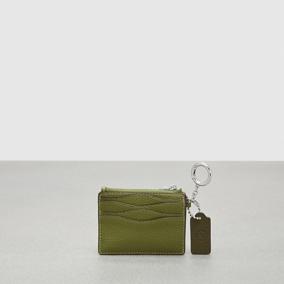 Coach Wavy Zip Card Case With Keyring In Olive Green