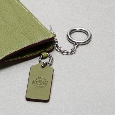 Coach Wavy Zip Card Case With Keyring In Olive Green