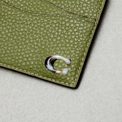 Coach Wavy Zip Card Case With Keyring In Olive Green