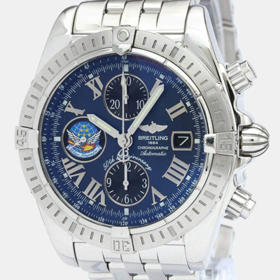 Pre-owned Breitling Blue Stainless Steel Chronomat A13356 Automatic Chronograph Men's Wristwatch 44mm