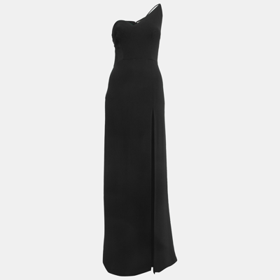Pre-owned Celia Kritharioti Black Crepe One Shoulder Maxi Dress S