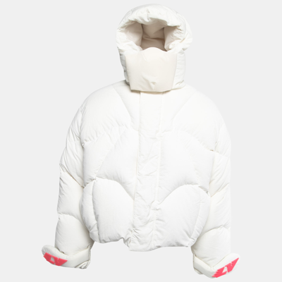 Pre-owned Louis Vuitton White Down Cropped Rave Puffer Jacket L