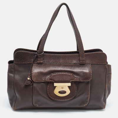 Pre-owned Tod's Choco Brown Leather Front Pocket Satchel