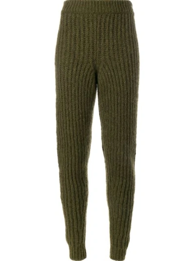 Jw Anderson Ribbed Knit Trousers In Green