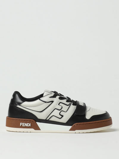 Shop Fendi Match Sneakers In Leather With Embossed Ff Monogram In Black