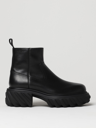 Shop Off-white Tractor Motor Ankle Boots In Leather With Zip In Black