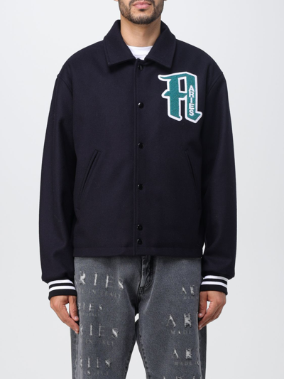Aries Oversize Ribbed Cuffs Hem Side Pockets Jacket In Black
