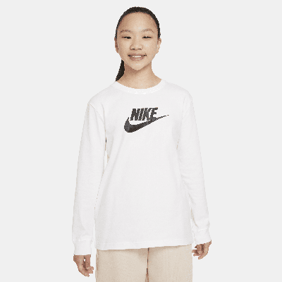 Shop Nike Sportswear Big Kids' (girls') Long-sleeve T-shirt In White