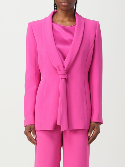 Emporio Armani Knot-front Crepe Cady Jacket In Coral