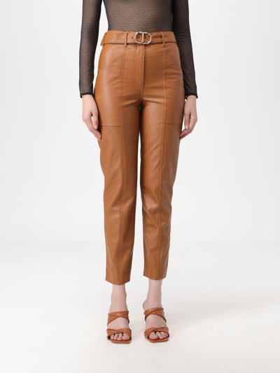 Shop Twinset Pants In Synthetic Leather