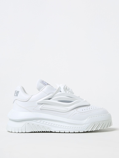 Shop Versace Odissea Sneakers In Leather With Medusa In White