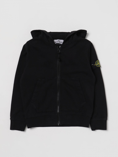 Shop Stone Island Junior Cotton Sweatshirt In Black