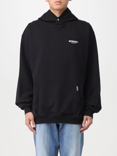 Represent Hooded Sweatshirt Oversized Front Pocket In Black