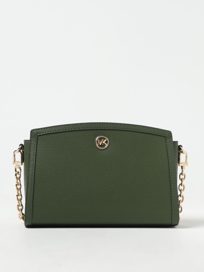 Shop Michael Kors Michael  Chantal Bag In Grained Leather In Green