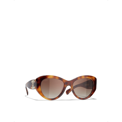 Pre-owned Chanel Womens Brown Ch5492 Butterfly-frame Tortoiseshell Acetate Sunglasses