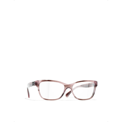 Pre-owned Chanel Womens Pink Ch3449b Rectangle-frame Tortoiseshell Acetate Optical Glasses