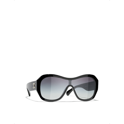 Pre-owned Chanel Womens Black Ch5497b Irregular-frame Acetate Sunglasses