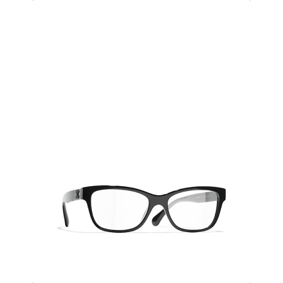 Pre-owned Chanel Womens Black Ch3449b Rectangle-frame Acetate Optical Glasses