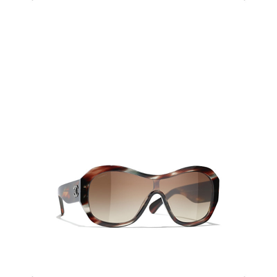 Pre-owned Chanel Womens Brown Ch5497b Irregular-frame Acetate Sunglasses