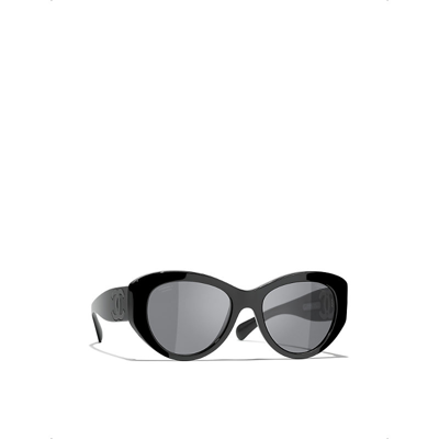 Pre-owned Chanel Womens Black Ch5492 Butterfly-frame Acetate Sunglasses