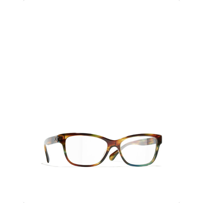 Pre-owned Chanel Womens Yellow Ch3449b Rectangle-frame Tortoiseshell Acetate Optical Glasses