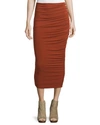 ALICE AND OLIVIA MINDIE RUCHED JERSEY MIDI SKIRT