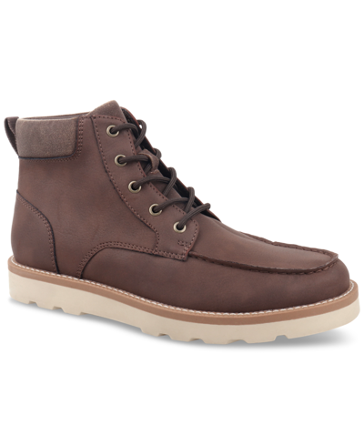 Shop Club Room Men's Clifton Lace-up Moc-toe Boots, Created For Macy's In Brown