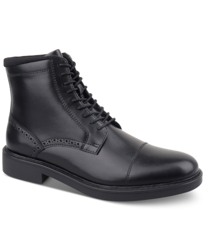 Shop Alfani Men's Elroy Lace-up Cap-toe Boots, Created For Macy's In Black