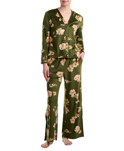Shop Splendid Women's 2-pc. Button-front Pajamas Set In Falling Floral