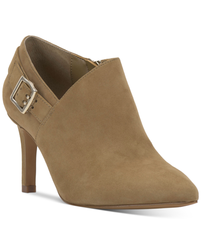 Shop Vince Camuto Women's Kreitha Pointed-toe Buckled Dress Booties In New Tortilla Suede