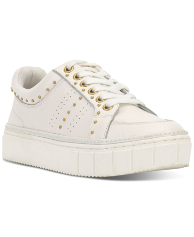 Shop Vince Camuto Rosanie Studded Lace-up Sneakers In White