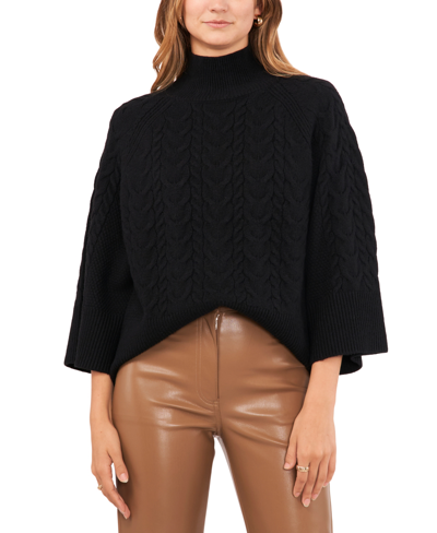 Shop Vince Camuto Women's Cable-knit Mock-neck Sweater In Rich Black