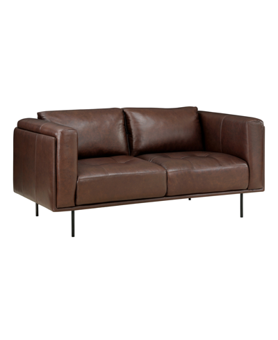 Shop Homelegance White Label Solaris 63" Leather Love Seat In Brown