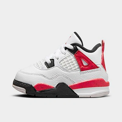 Shop Nike Jordan Kids' Toddler Air Retro 4 Basketball Shoes In White/fire Red/black/neutral Grey