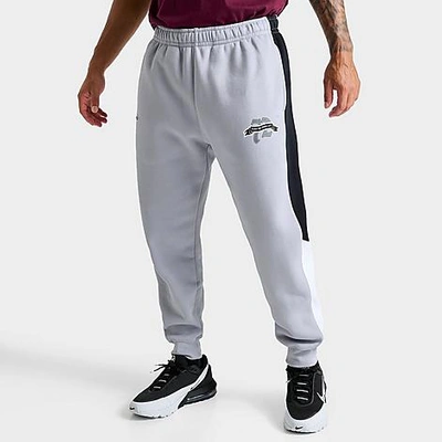 Shop Nike Men's Sportswear Club Fleece Swoosh High Graphic Jogger Pants In Wolf Grey/black/white