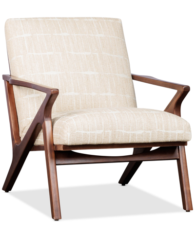 Shop Furniture Swaxon Fabric Wood Chair, Created For Macy's In Parchment