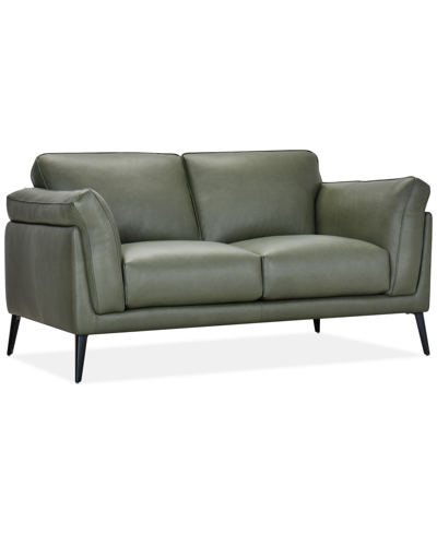 Furniture Keery 66.5" Leather Loveseat, Created For Macy's In Moss