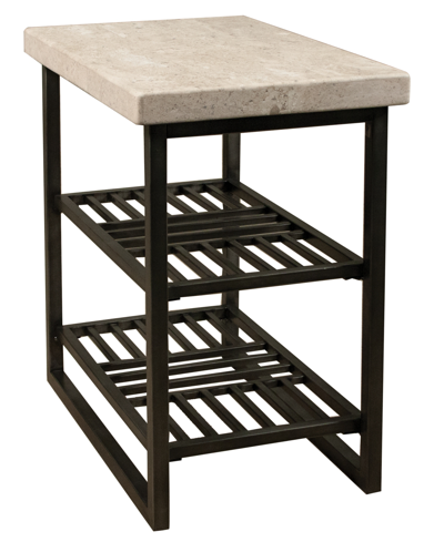 Riverside Furniture Capri 16" Stone And Metal Base Chairside Table In Alabaster