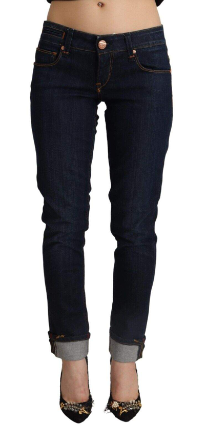 Shop Acht Blue Cotton Low Waist Slim Fit Denim  Trouser Jeans