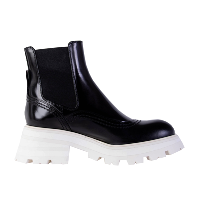 Shop Alexander Mcqueen White Sole Chelsea Boots In Black