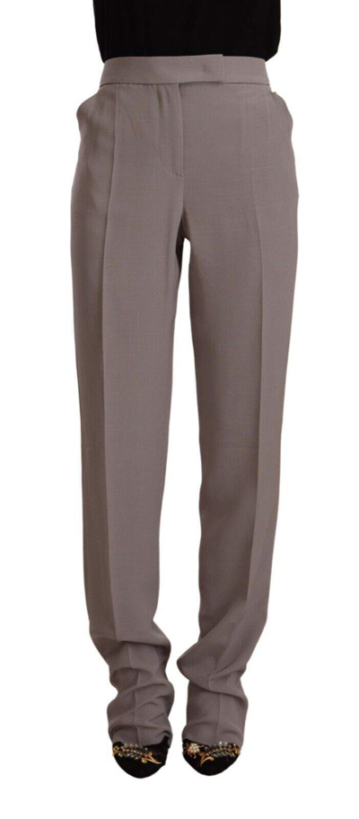 Shop Armani Collezioni Ari Brown High Waist Silk Tapered Long Pants