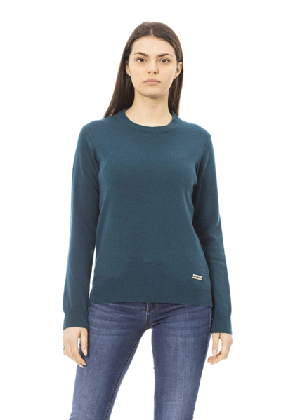 Shop Baldinini Trend Teal Wool Sweater In Green