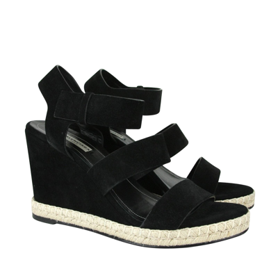 Shop Balenciaga 's Wedge Platform Black Suede Sandals