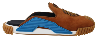 Shop Dolce & Gabbana Beige Suede Crystal Slides Sandals Flats Ns1 Shoes